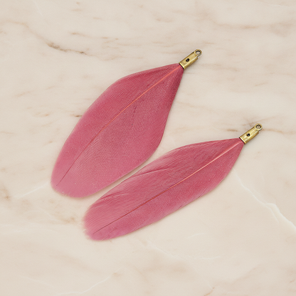 Simple Artificiality Feather Pendant, 2 Pc on warm marble background (PD.1492-02)