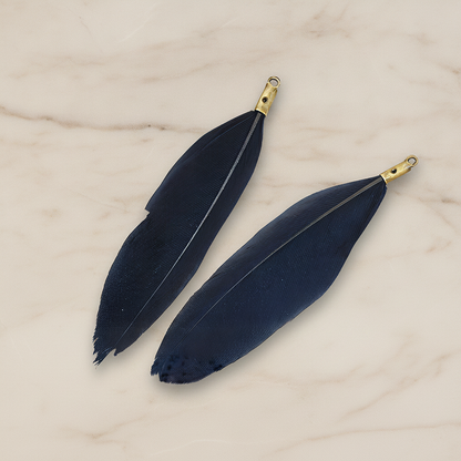 Simple Artificiality Feather Pendant, 2 Pc on warm marble background (PD.1492-02)