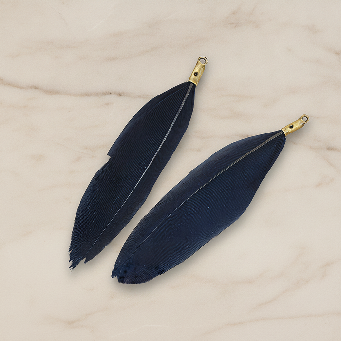 Simple Artificiality Feather Pendant, 2 Pc on warm marble background (PD.1492-02)