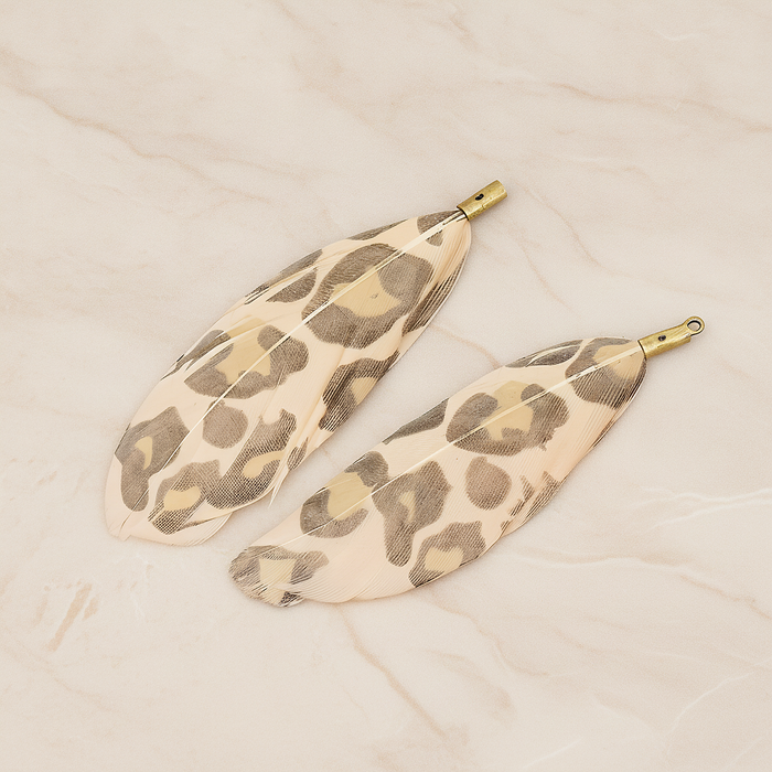 Artificiality Feather Charm Pendant, 2 Pc on warm marble background (PD.1492-04)