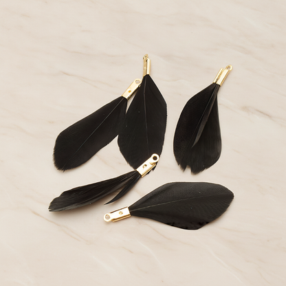 Simple Small Artificiality Feather Pendant, 2 Pc on warm marble background (PD.1492-06)