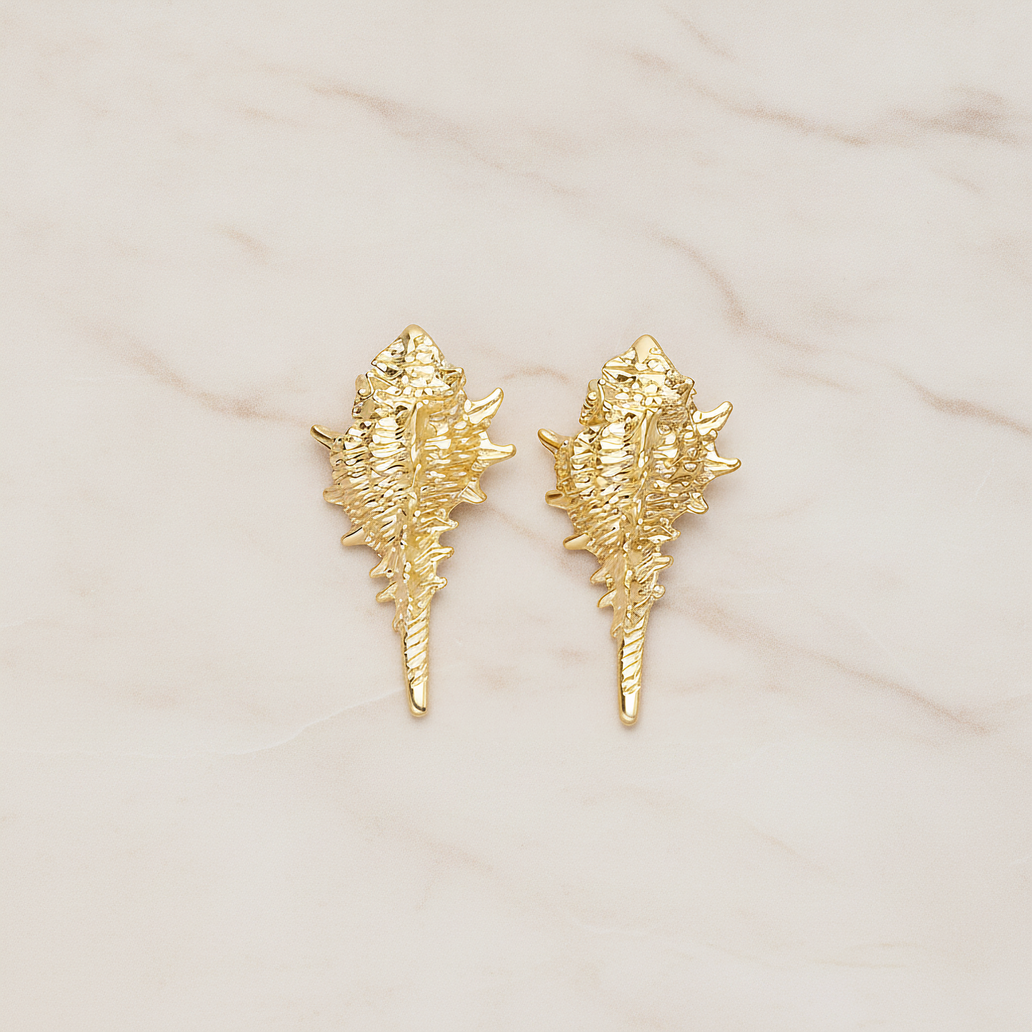 Small Seashell Murex Pendant, 2 Pc on warm marble background (PD.1499)