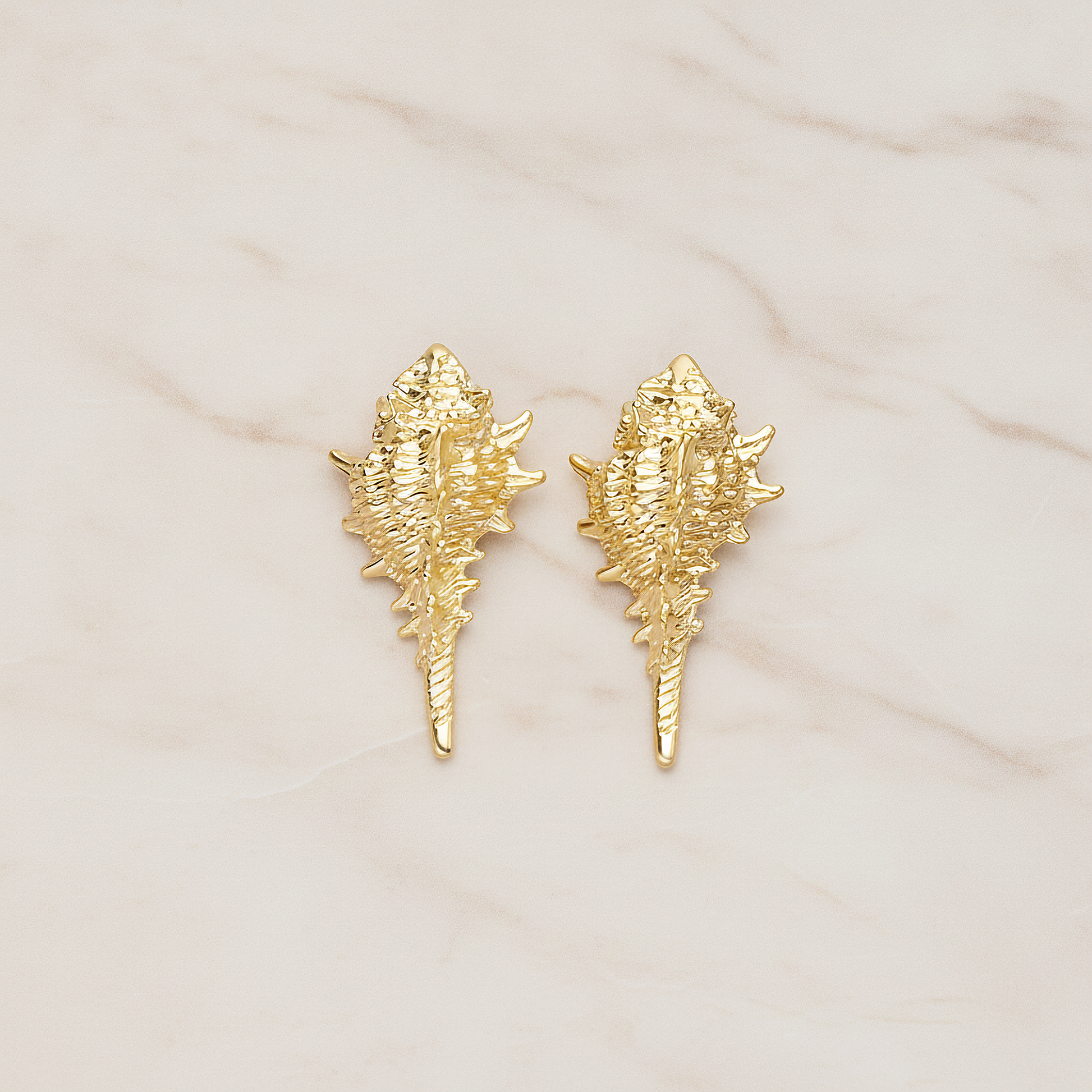 Small Seashell Murex Pendant, 2 Pc on warm marble background (PD.1499)