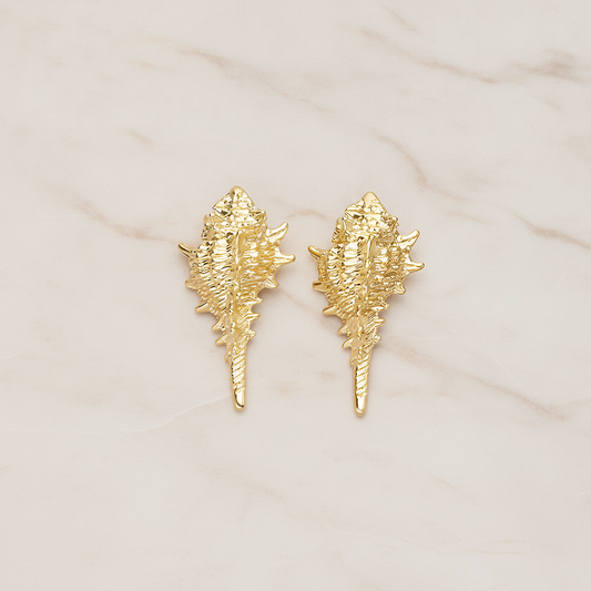 Small Seashell Murex Pendant, 2 Pc on warm marble background (PD.1499)