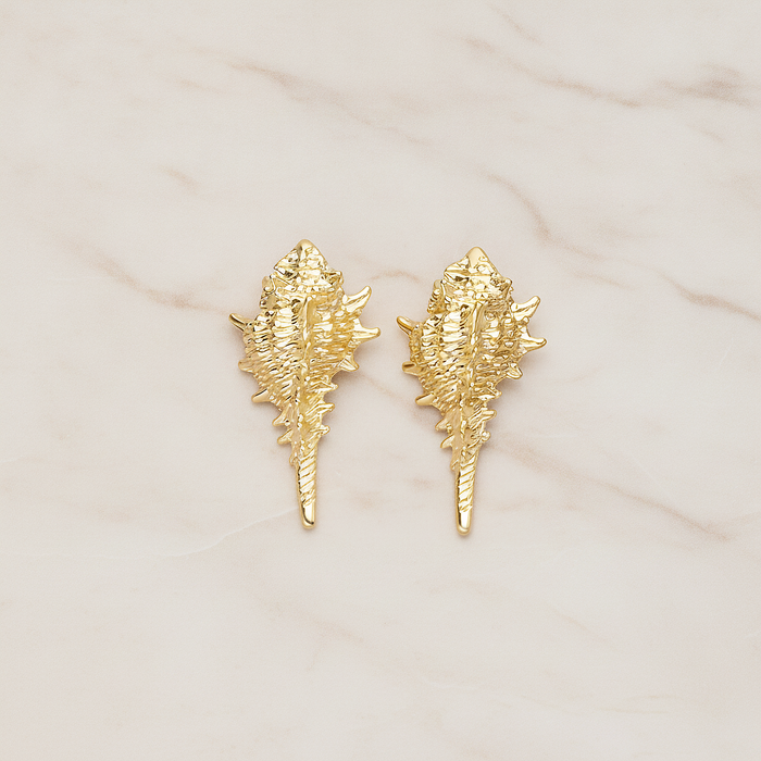 Small Seashell Murex Pendant, 2 Pc on warm marble background (PD.1499)