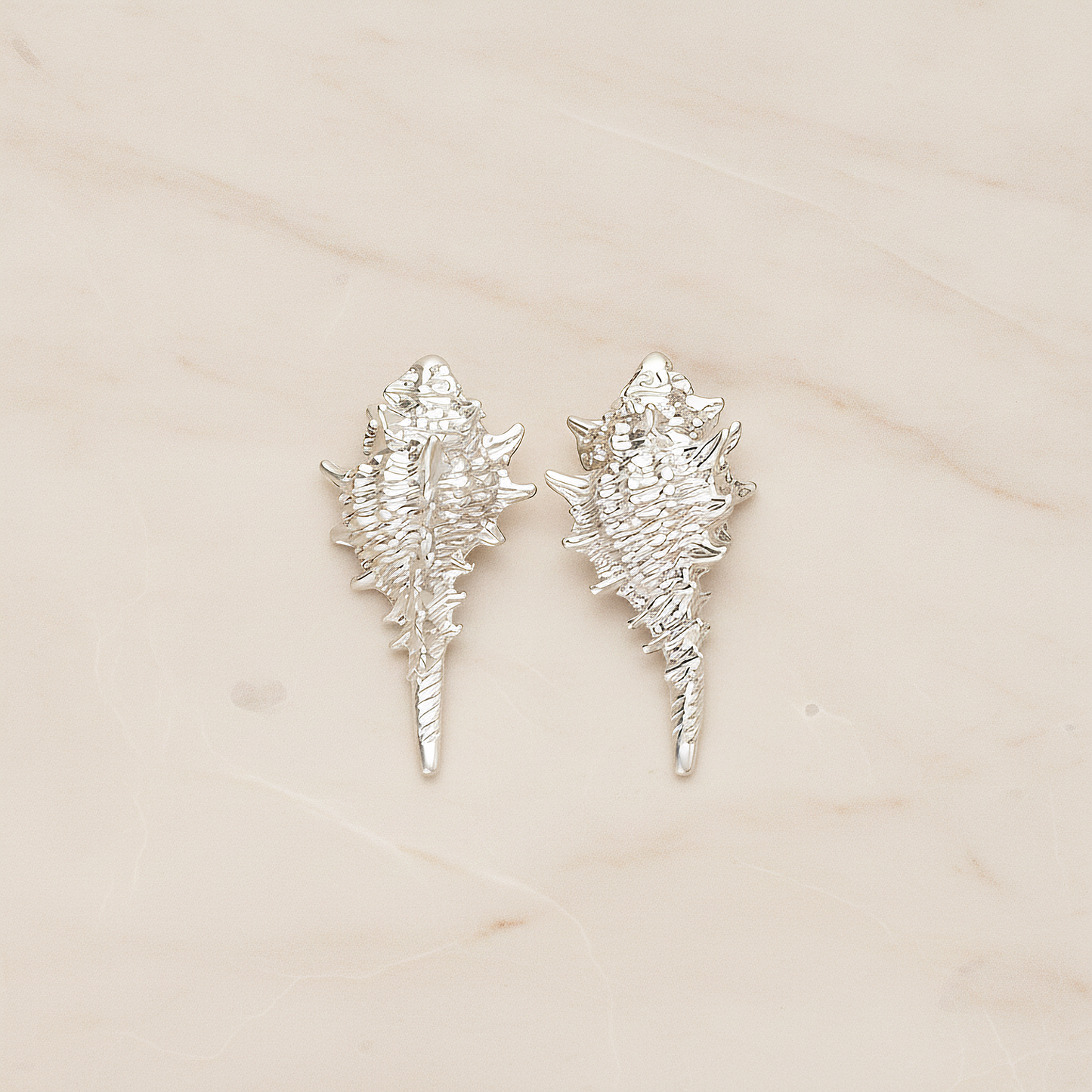 Small Seashell Murex Pendant, 2 Pc on warm marble background (PD.1499)