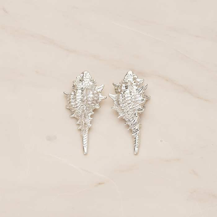 Small Seashell Murex Pendant, 2 Pc on warm marble background (PD.1499)