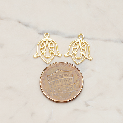 Flat Tulip Silhouette Flower Pendant, 2 Pc on warm marble background (PD.1513)