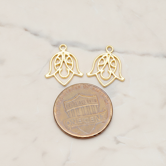 Flat Tulip Silhouette Flower Pendant, 2 Pc on warm marble background (PD.1513)