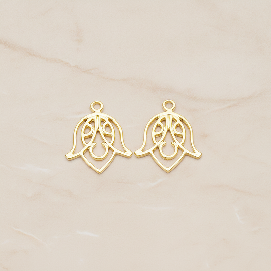 Flat Tulip Silhouette Flower Pendant, 2 Pc on warm marble background (PD.1513)