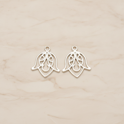 Flat Tulip Silhouette Flower Pendant, 2 Pc on warm marble background (PD.1513)