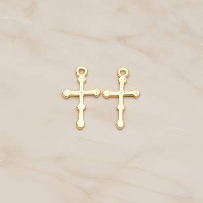 Simple Gothic Cross Charm Pendant, 2 Pc on warm marble background (PD.1515)