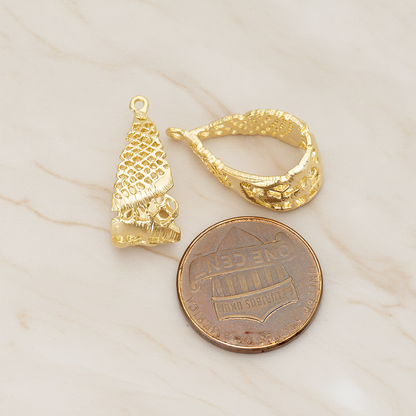 Lace Textured Mesh Netted Wide Teardrop Pendant, 2 Pc on warm marble background (PD.1536)