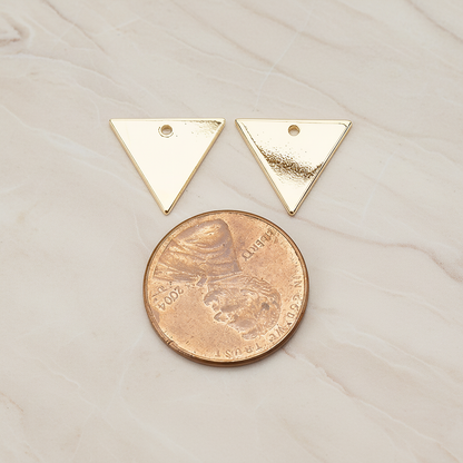 Simple Triangle Flag Banner Tag Charm Pendant, 2 Pc on warm marble background (PD.1559-01)
