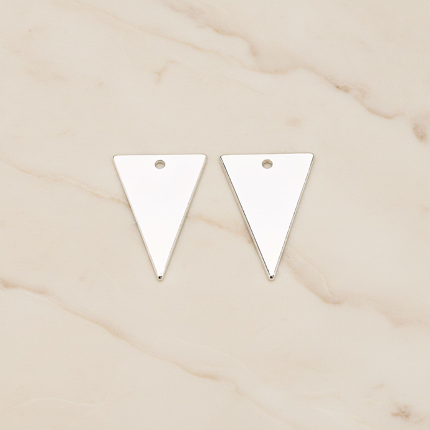 Simple Long Triangle Flag Banner Tag Charm Pendant, 2 Pc on warm marble background (PD.1559-02)