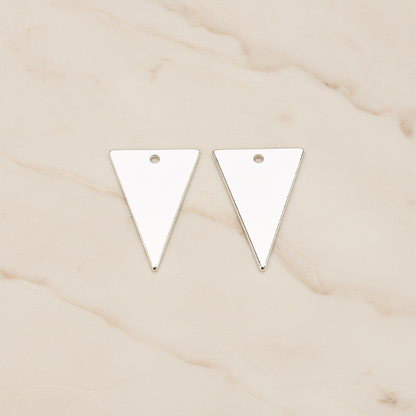 Simple Long Triangle Flag Banner Tag Charm Pendant, 2 Pc on warm marble background (PD.1559-02)