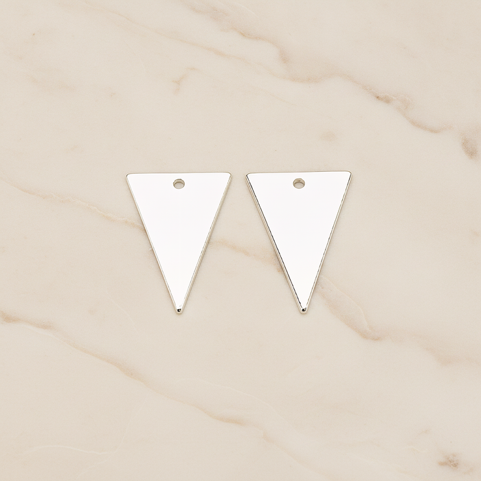 Simple Long Triangle Flag Banner Tag Charm Pendant, 2 Pc on warm marble background (PD.1559-02)