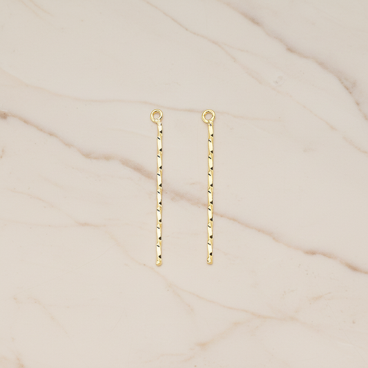 Thin Twisted Bar Charm 32mm Pendant, 2 Pc on warm marble background (PD.1571-01)