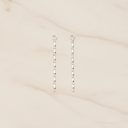 Thin Twisted Bar Charm 32mm Pendant, 2 Pc on warm marble background (PD.1571-01)