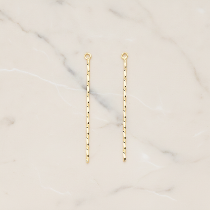 Thin Long Twisted Bar Charm 42mm Pendant, 2 Pc on warm marble background (PD.1571-02)