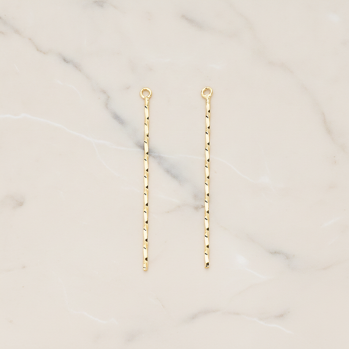Thin Long Twisted Bar Charm 42mm Pendant, 2 Pc on warm marble background (PD.1571-02)