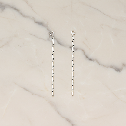 Thin Long Twisted Bar Charm 42mm Pendant, 2 Pc on warm marble background (PD.1571-02)