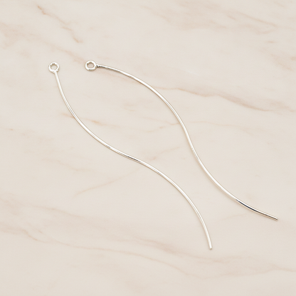 Thin Waved Skinny Long Bar Charm Pendant, 2 Pc on warm marble background (PD.1574)
