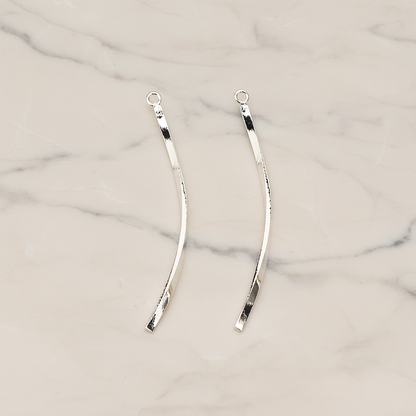 Curved Flattened Twisted Bar Charm 42mm Pendant, 2 Pc on warm marble background (PD.1575-01)