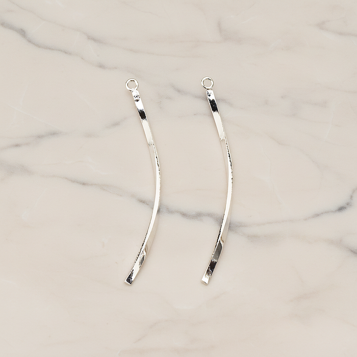 Curved Flattened Twisted Bar Charm 42mm Pendant, 2 Pc on warm marble background (PD.1575-01)