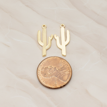 Flattened Cactus Pendant, 2 Pc on warm marble background (PD.1587)