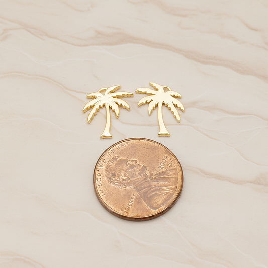 Flat Realistic Palm Tree Pendant, 2 Pc on warm marble background (PD.1588)