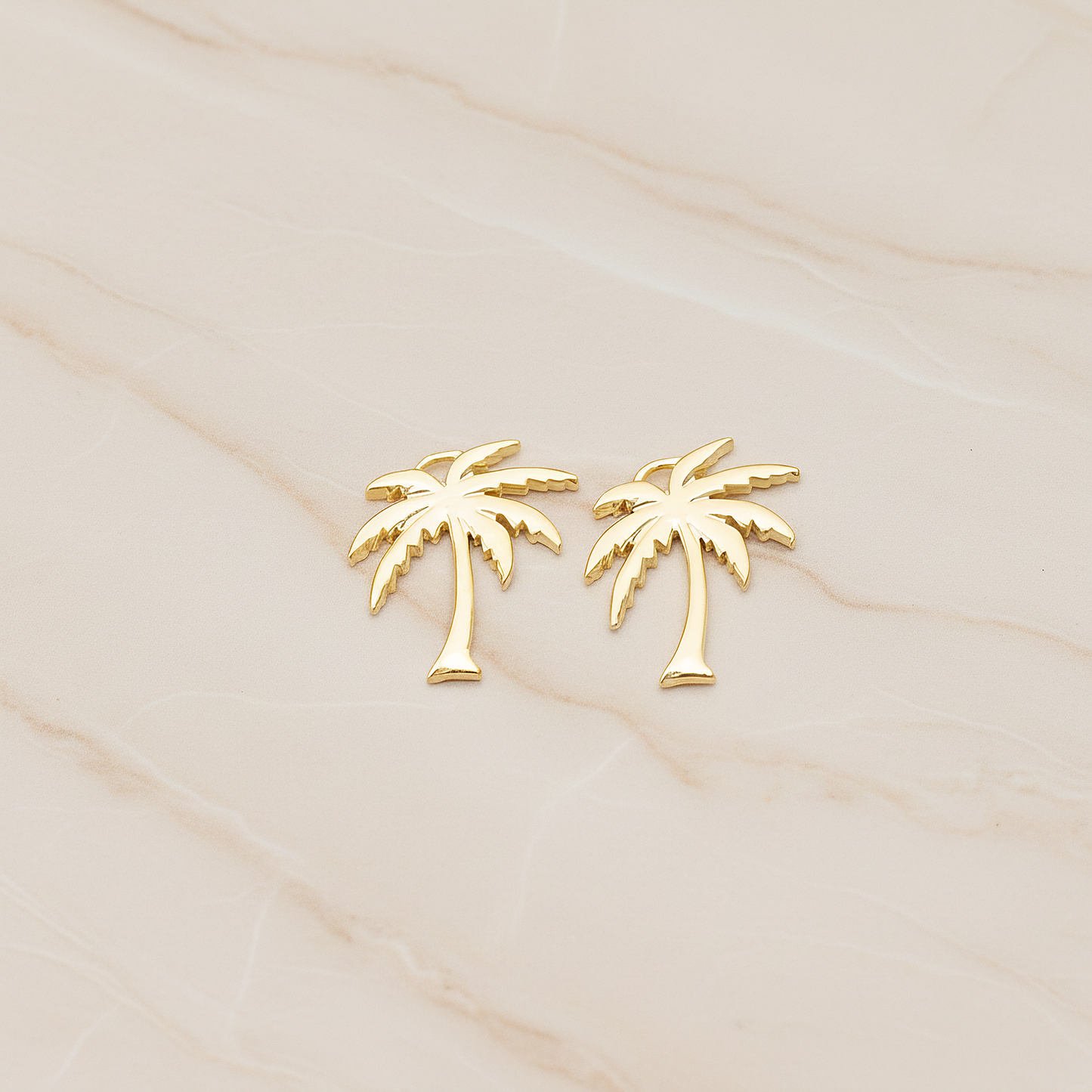 Flat Realistic Palm Tree Pendant, 2 Pc on warm marble background (PD.1588)