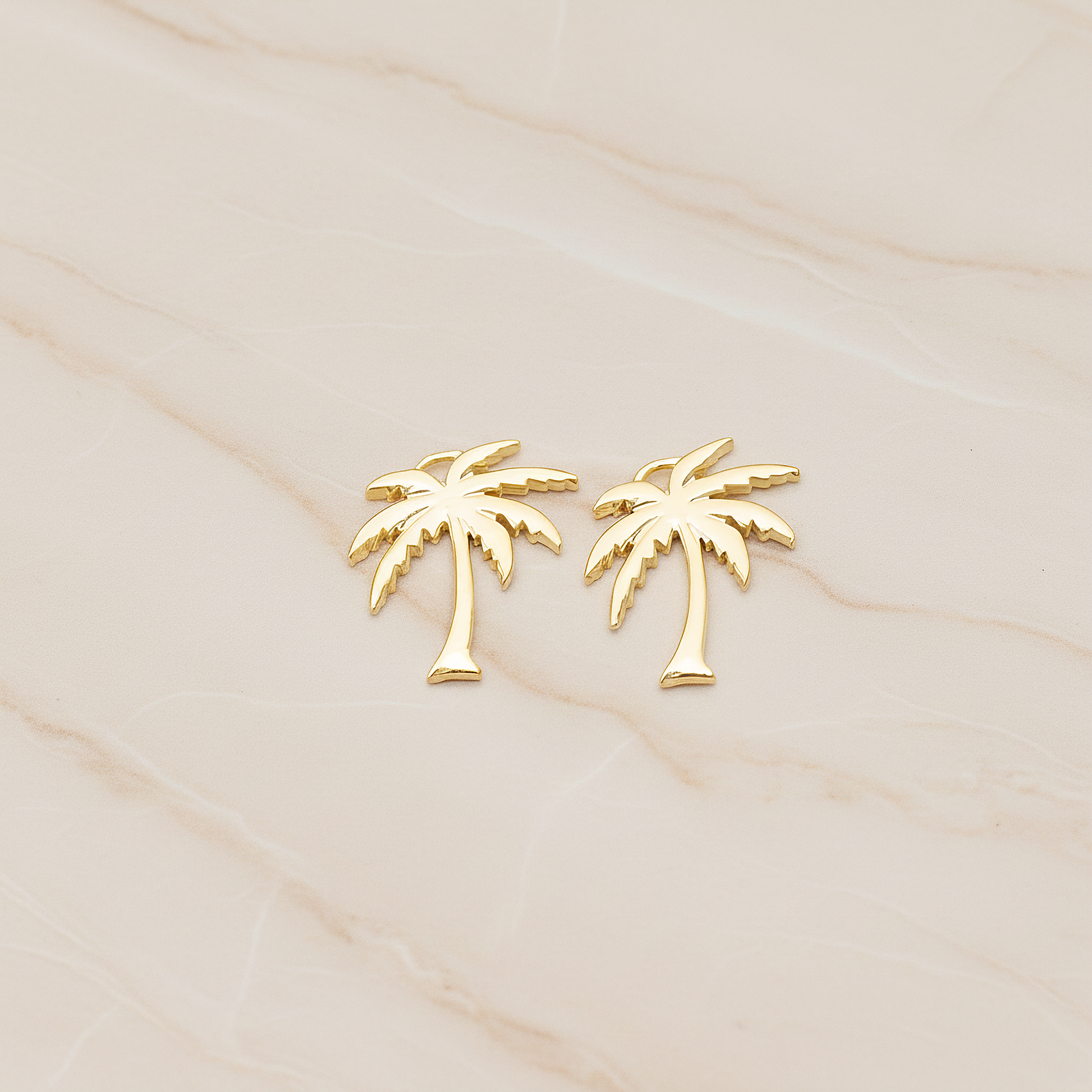 Flat Realistic Palm Tree Pendant, 2 Pc on warm marble background (PD.1588)