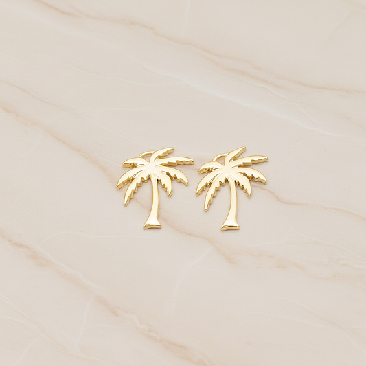 Flat Realistic Palm Tree Pendant, 2 Pc on warm marble background (PD.1588)