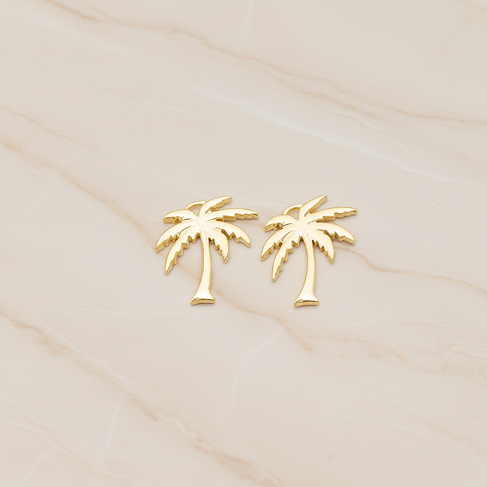 Flat Realistic Palm Tree Pendant, 2 Pc on warm marble background (PD.1588)
