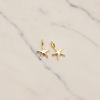 Tiny Starfish Pendant, 2 Pc on warm marble background (PD.1615)