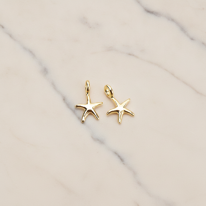 Tiny Starfish Pendant, 2 Pc on warm marble background (PD.1615)