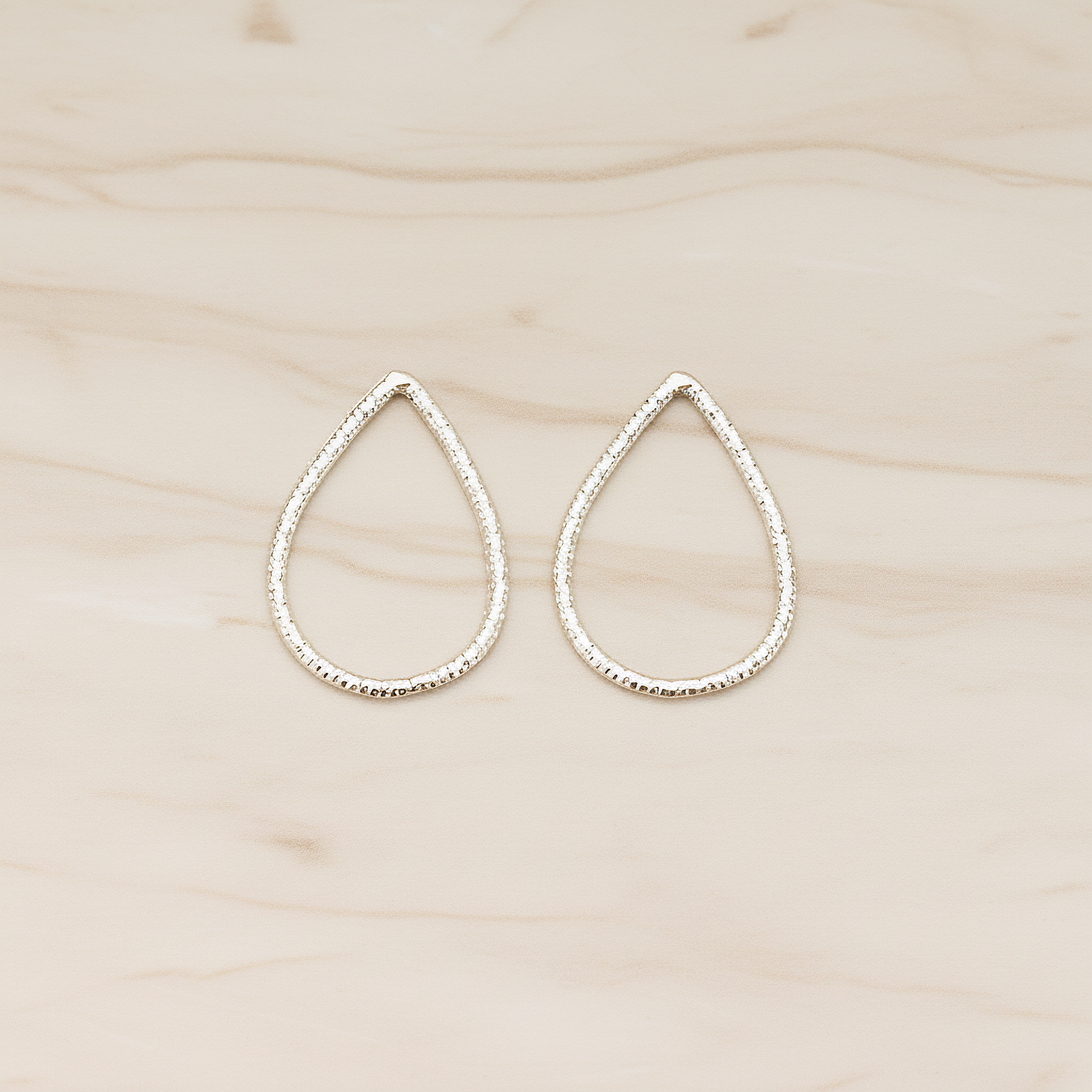 Textured Teardrop Small Link Pendant, 2 Pc on warm marble background (PD.1623-01)