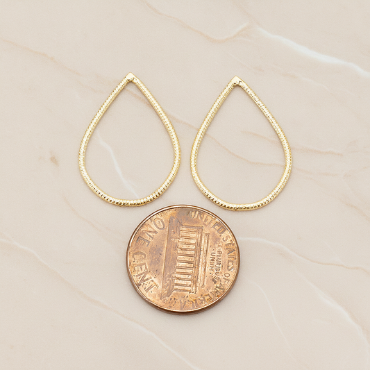 Textured Teardrop Link Pendant, 2 Pc on warm marble background (PD.1623-02)