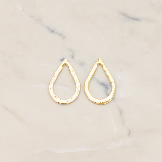 Slash Textured Teardrop Small Link Pendant, 2 Pc on warm marble background (PD.1624-01)