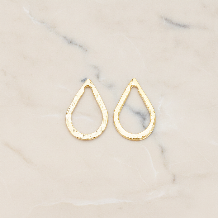 Slash Textured Teardrop Small Link Pendant, 2 Pc on warm marble background (PD.1624-01)