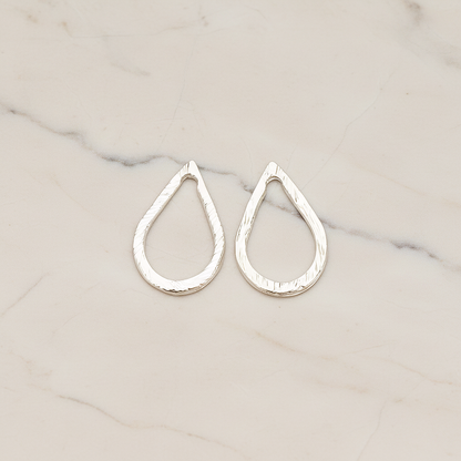 Slash Textured Teardrop Small Link Pendant, 2 Pc on warm marble background (PD.1624-01)