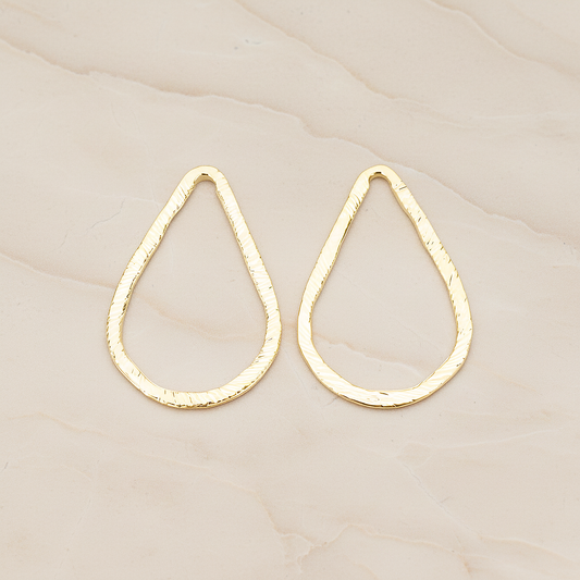Slash Textured Teardrop Medium Link Pendant, 2 Pc on warm marble background (PD.1624-02)