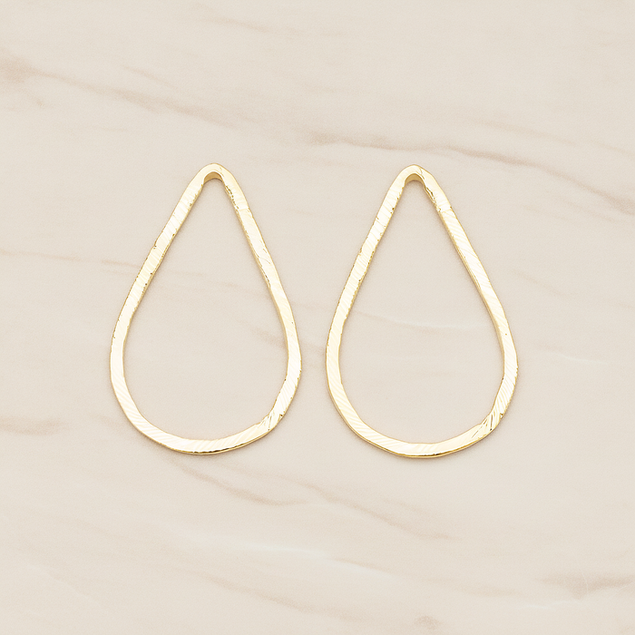 Slash Textured Teardrop Large Link Pendant, 2 Pc on warm marble background (PD.1624-03)