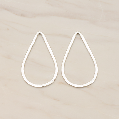 Slash Textured Teardrop Large Link Pendant, 2 Pc on warm marble background (PD.1624-03)