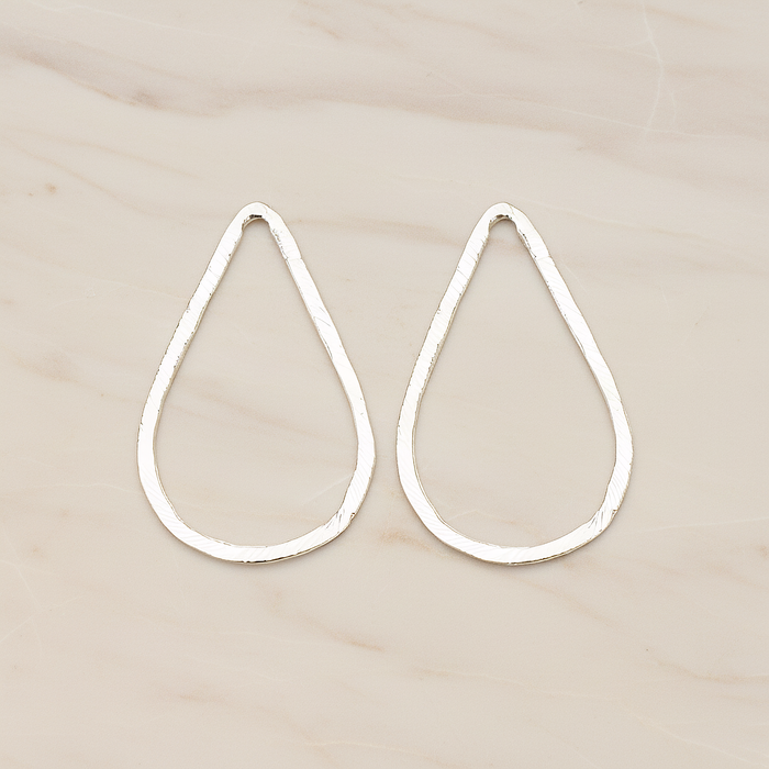 Slash Textured Teardrop Large Link Pendant, 2 Pc on warm marble background (PD.1624-03)