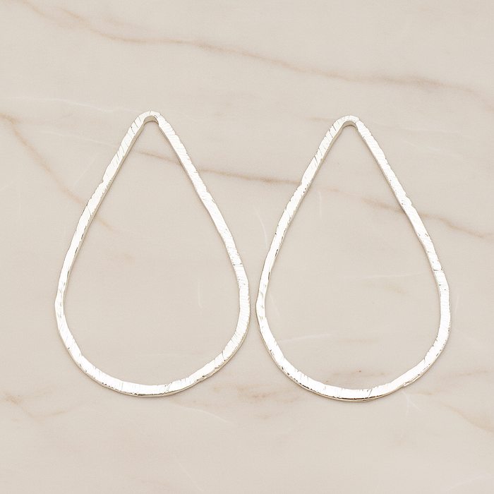 Slash Textured Teardrop X-Large Link Pendant, 2 Pc on warm marble background (PD.1624-04)