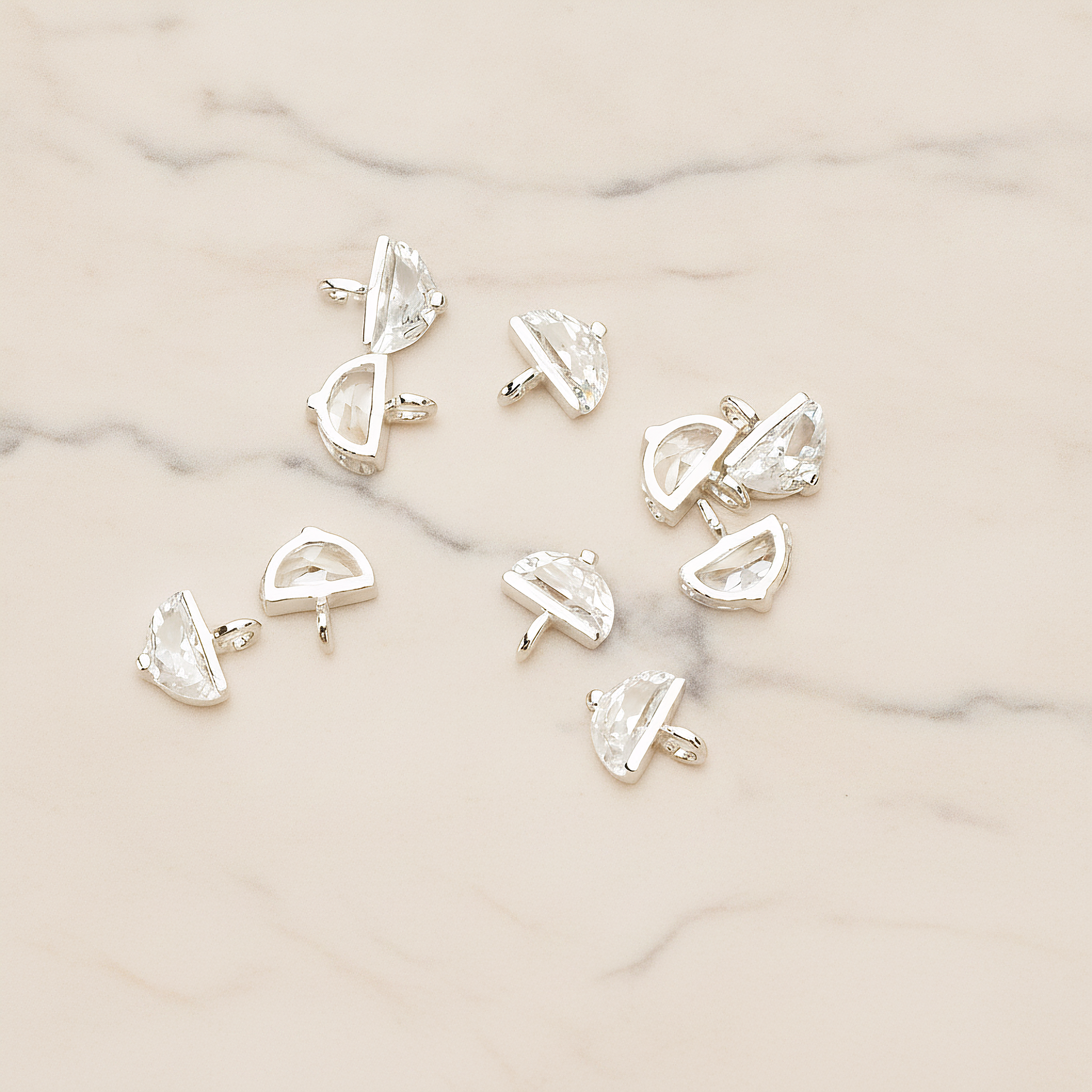 Small Semicircle Cubic Setting Pendant, 2 Pc on warm marble background (PD.1630-01)