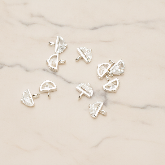 Small Semicircle Cubic Setting Pendant, 2 Pc on warm marble background (PD.1630-01)