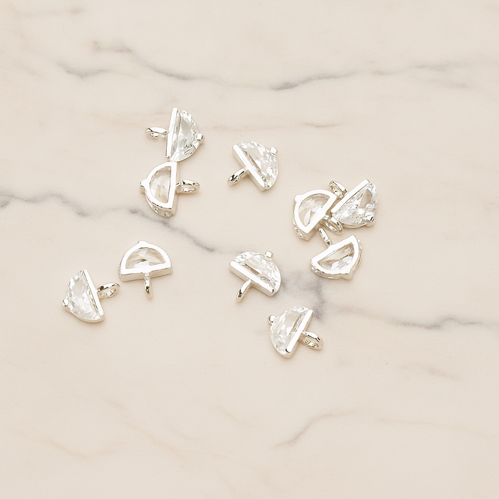 Small Semicircle Cubic Setting Pendant, 2 Pc on warm marble background (PD.1630-01)